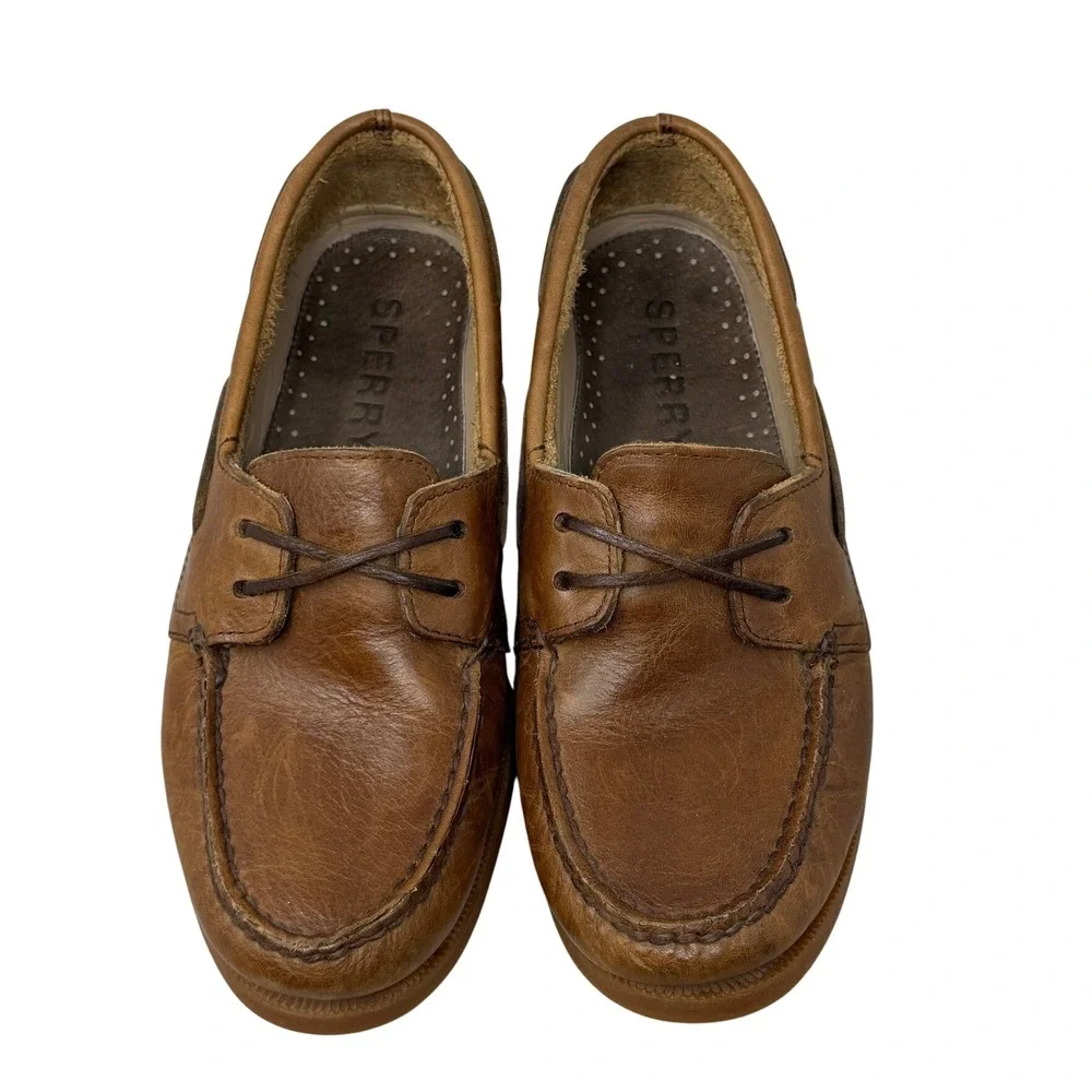 Sperry Top-Sider Mens Brown Leather Boat Shoes STS24957 Size 8 Classic Nautical